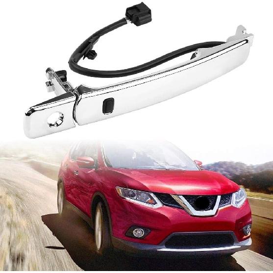 Car Door Handle, 80640-CA012 80645-CA000 Chrome Outside Exterior Door Handle Front Left with Wire and Sensing for Rogue 2010-2013
