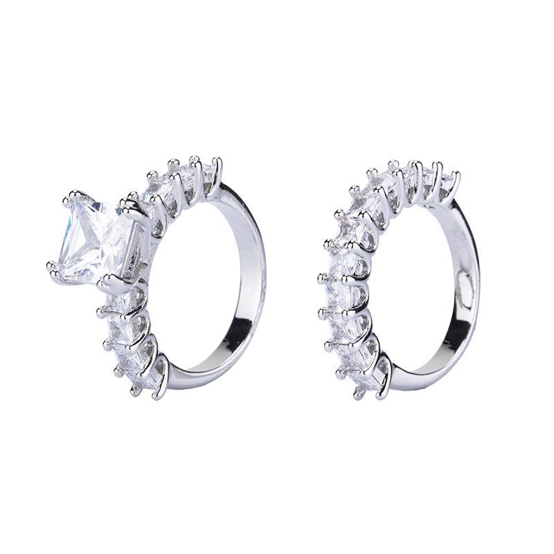 Accessoires Imitations-Mosambikanischer Diamantring Partnerring Ehering Antragsring Luxus Temperament Zirkon Set Ring