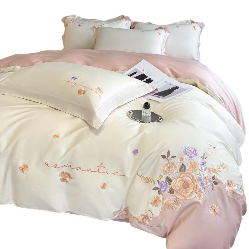 Luxusní vyšívaná ložní souprava z bavlny s dlouhým vláknem - Série Dream (4-dílný)