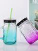 adient Chien Cup Glass St Water Cup Cold Drink Cup with Lid Handle 480ml Mason Sle Beverage Cup for Commercial Use