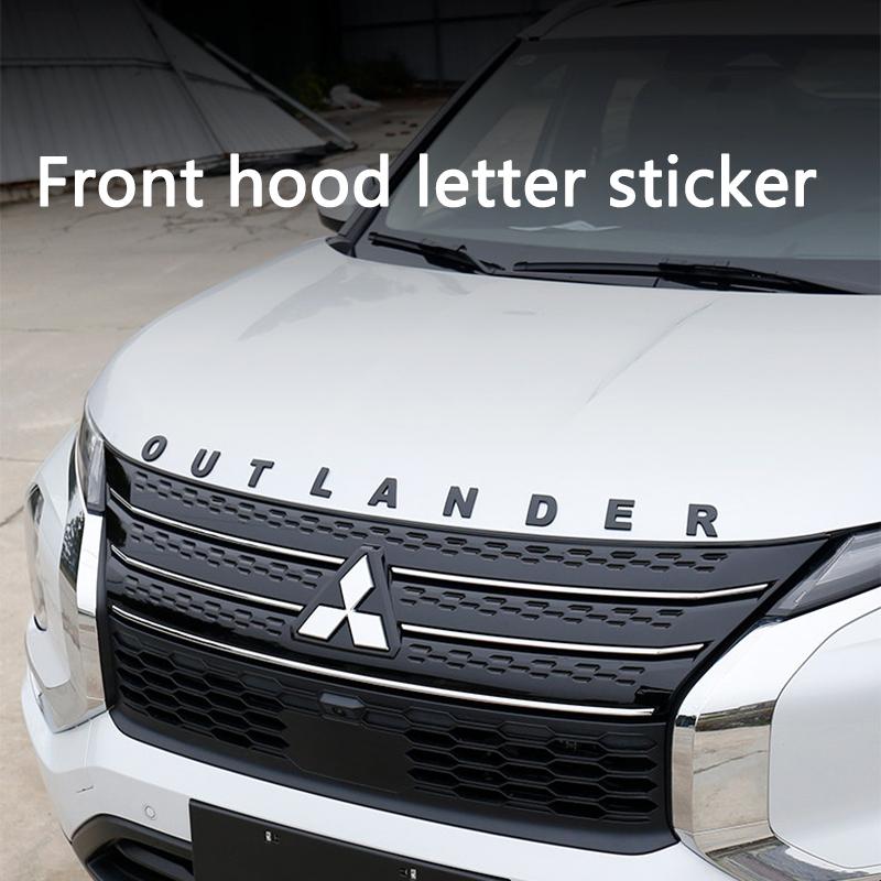 Car Head Hood Letters Logo Words Badge Emblem Decals Sticker For Mitsubishi Outlander 2023 2024 2025 2026 Styling Accessories