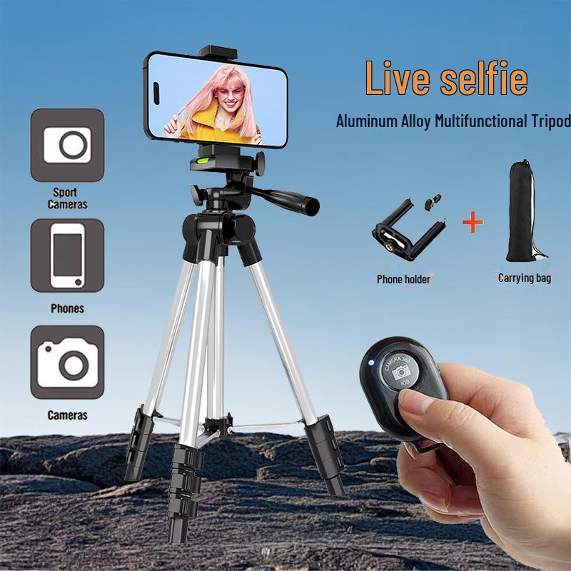 Aluminum Mobile Phone Holder & Projector Stand with Remote Control Tripod for Outdoor Shooting & Live Streaming