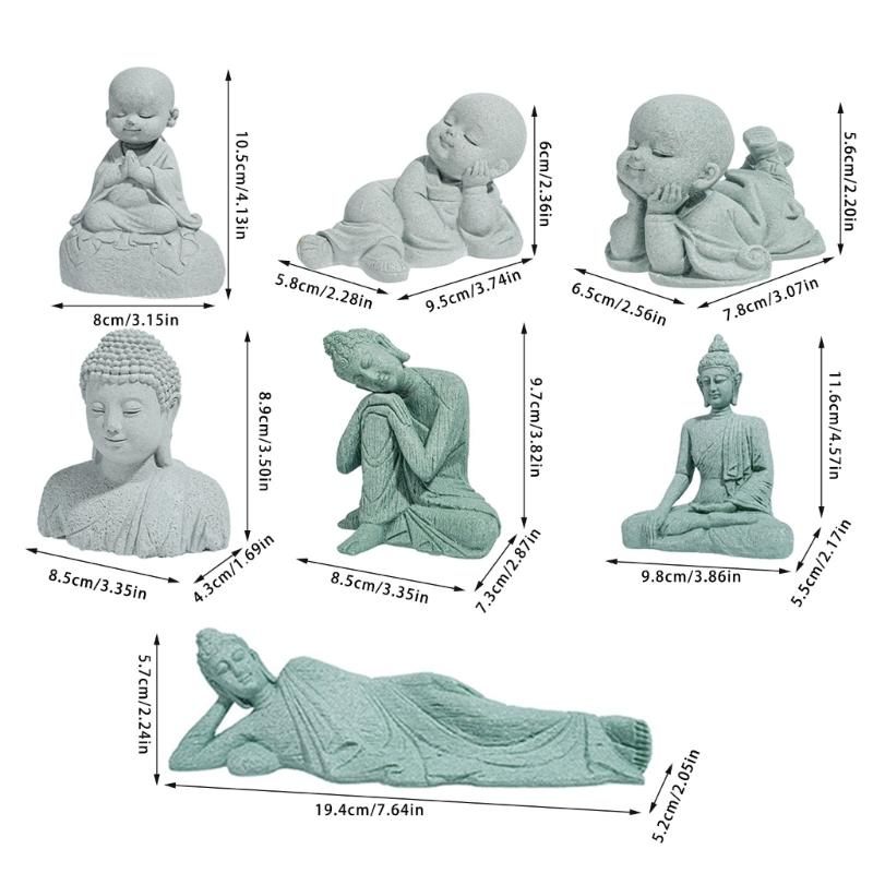 Peaceful Buddhist Stone Carving Sculpture Decorative Buddhism Statue For Office Desk Garden Arrangement