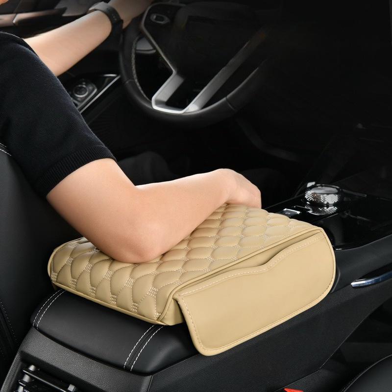 Universal Car Armrest Mat With Storage Bag Center Console Auto Armrests Storage Box Cover Pad Arm Rest Protection Cushion