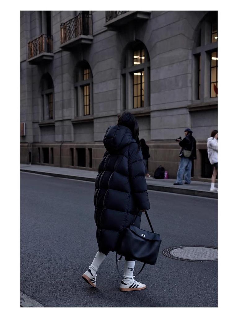 2025 Korean Style Women's Warm Hooded Mid-Length Down Coat