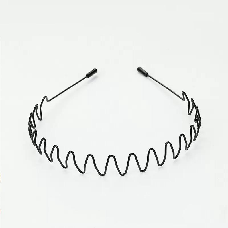 Unisex Schwarze Elastische Rutschfeste Einfache Metall-Stirnbänder Für Männer Frauen Welliges Haarband Feder Haarreif Mode Haarschmuck