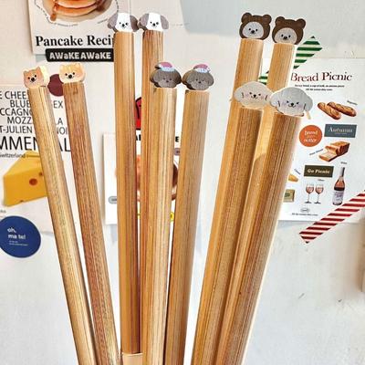 Cartoon Dog Cat Long Chopstick Wooden Anti-slip Noodle Chopsticks Reusable Animal Hot Pot Use Chopsticks Cooking Tools