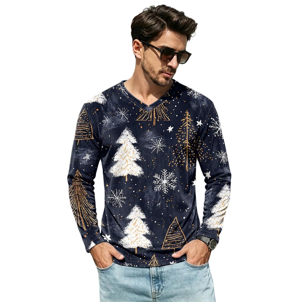 Men's Casual Loose Fit V-Neck Shirt for Daily Wear