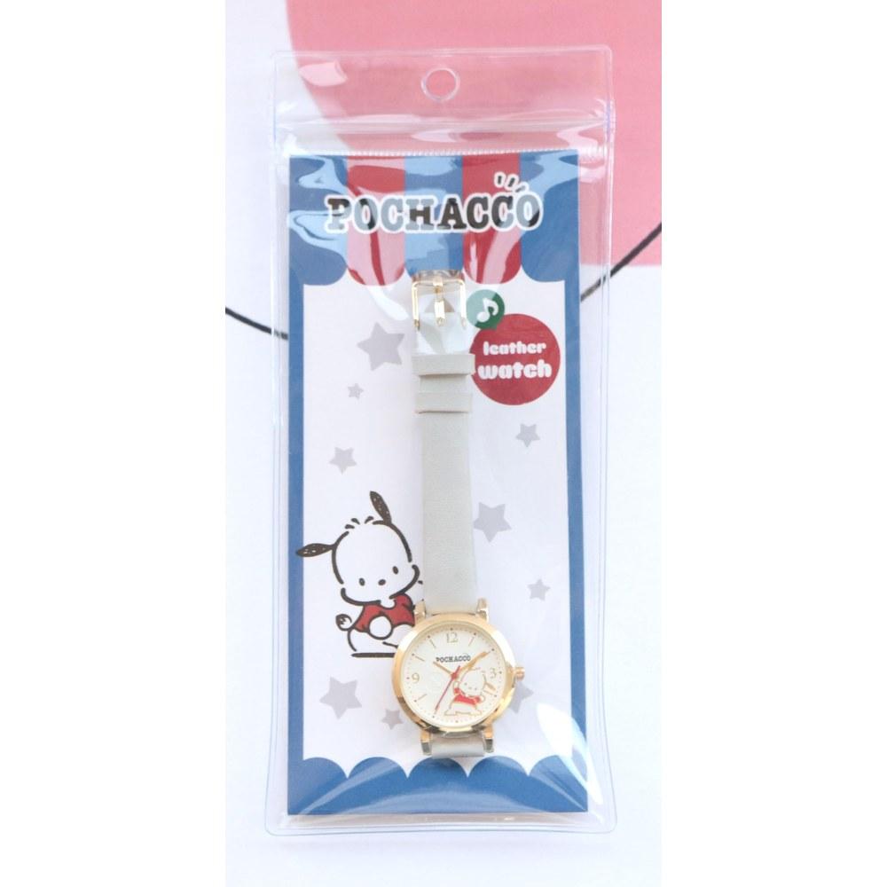 Fieldwork Ladies' Analog Watch Pochacco Sanrio Faux Leather Band Gold Gray Line SNR008-6
