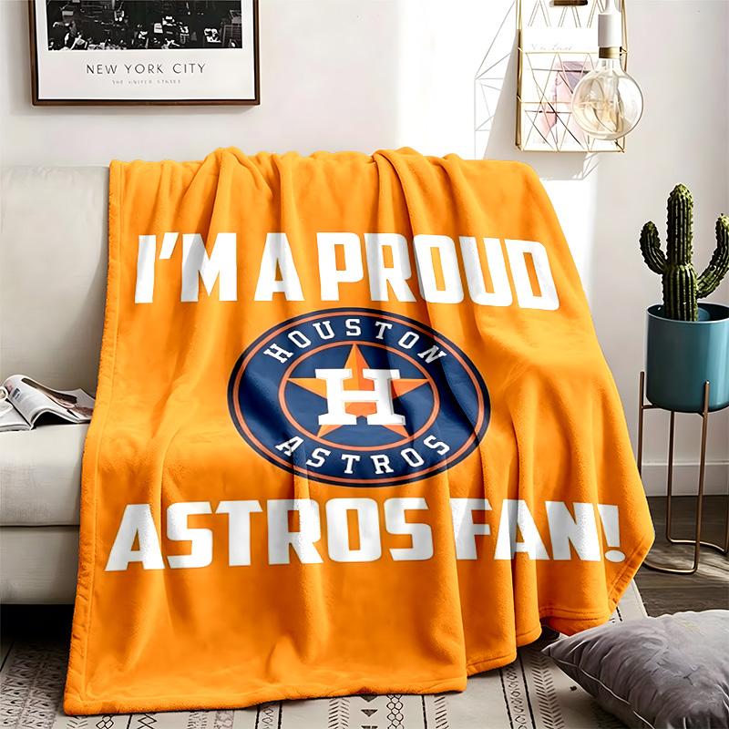 Houston Astros Theme Personalized Outdoor Flannel Blankets Soft And Suitable For All Seasons Perfect For Sofas Beds And Camping