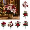Fake Flowers for Home Decor 5/7/10/12 Heads Artificial Poinsettia Flowers, Christmas Floral Berry Centerpiece, No Water Faux Plant Decoration