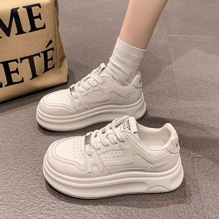 

thick-soled muffin little white shoes women s new autumn women s shoes versatile height increase casual sports board shoes breathable 35