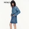 MO&Co. 2025 Autumn Faux Two-Piece High-Waist Denim Dress