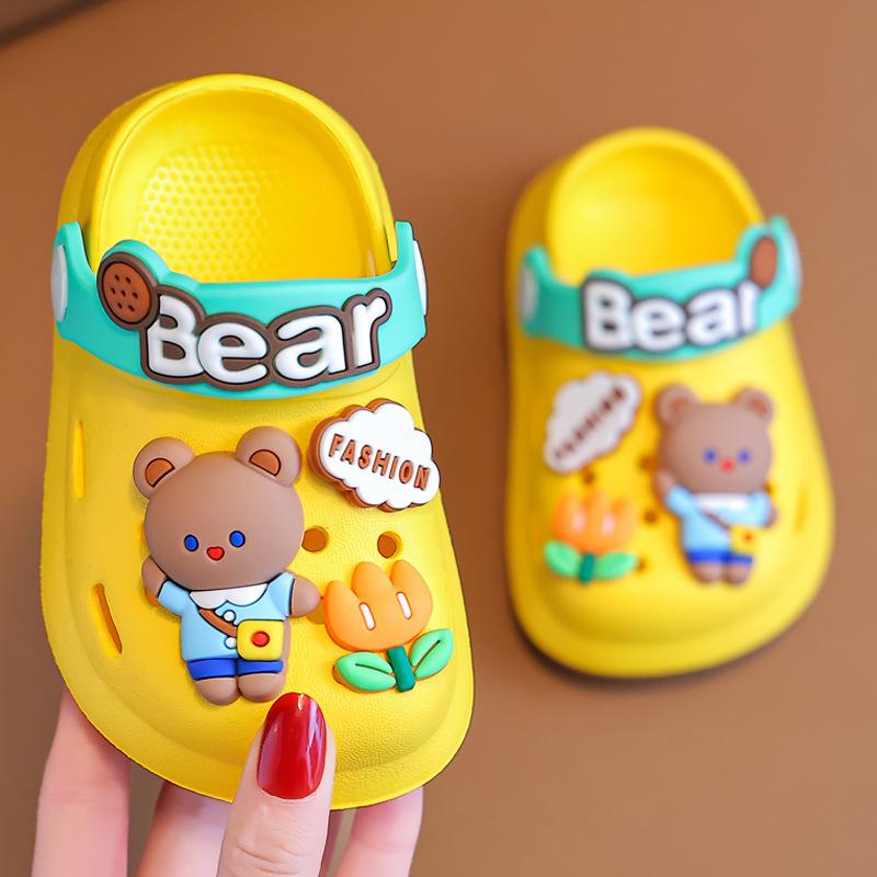 Children's cool slippers summer non-slip soft sole indoor infant baby boys and girls bag head hole shoes bag heel