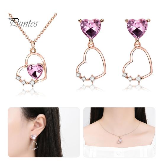 

1 комплект ювелирных аксессуаров, подвеска в форме сердца, блестящие стразы, ожерелье из искусственного кристалла, висячие серьги, комплект ювелирных изделий, женские аксессуары