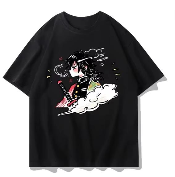 Children Pure Cotton Versatile T‑Shirt with Demon Slayer Q‑Style Hashira Character Graphic Print Women And Men T-shirt