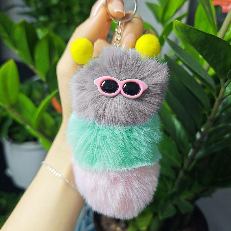1PC Pendant Gift Car Keychain Personality Plush Doll Trendy Flu Plush Fun Cute Fashion Multicolored