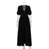 European American INS Style Women's Long Dress, Design Puff Sleeve, Slim Fit Bodycon, Split Hem Elegant Party Dress
