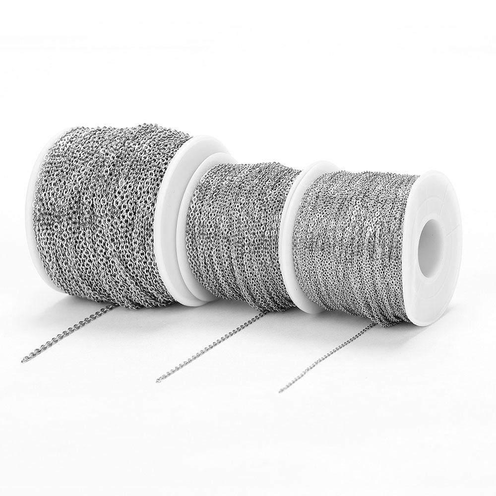 10 Meter 1/1,5/2mm Edelstahl Halskettenketten O-Form Kreuzkette Zubehör für Armbänder Schmuckherstellung Komponenten DIY