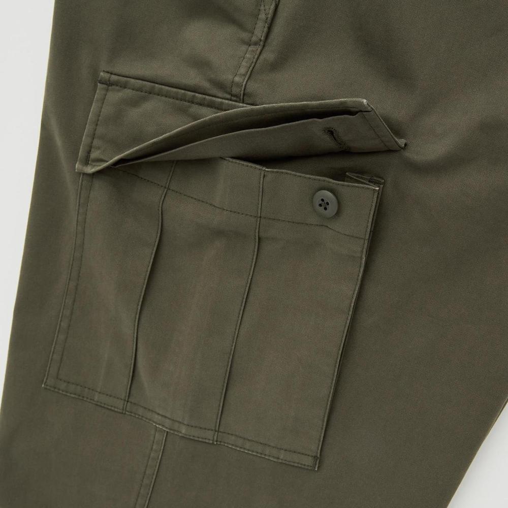 UNIQLO Solid Color Button Multi-Pocket Straight Leg Casual Pants Men bottoms Dark-Olive 441810-57
