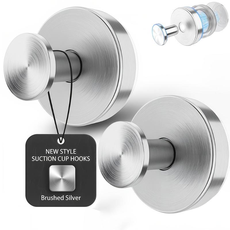 2PCS Powerful Suction Cup Stainless Steel 304 Hook for Bathrooms and Kitchens, Vacuum Technology for Wall Hooks, 14.99 Lbs