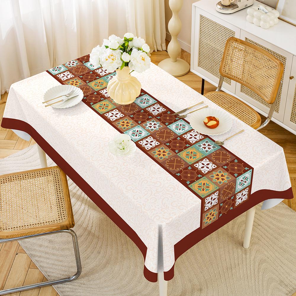 1PC Modern Simple PVC Dining Table Cloth Waterproof Oil-proof Anti-scalding Leave-in Table Cloth Non-slip Thermal Insulation