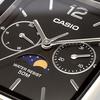 CASIO Standard Moon Phase Analog Mens Wristwatch MTP-M305D-1AV Metal Band Black Overseas Model