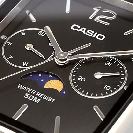 CASIO Standard Moon Phase Analog Mens Wristwatch MTP-M305D-1AV Metal Band Black Overseas Model