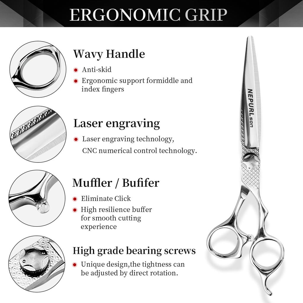 6.0 Inch Nepson Lyl-10 High-End, Hair Scissors, Hair Salon Special, Straight Scissors, Tooth Scissors Vg10