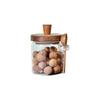 with Wooden Lid Coffee Bean Storage Jar With Wood Spoon Clear Spice Storage Tank  Seasoning