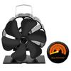 6 Blades Heat Powered Stove Fan Mini Black Fireplace Fan Komin Log Wood Burner Eco Quiet Fan Home Efficient Heat Distribution
