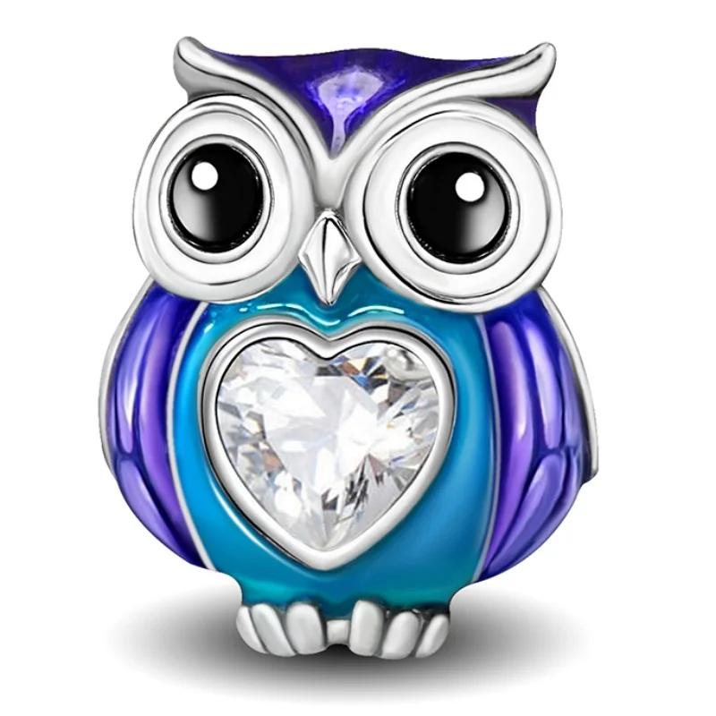 Kupfer Blau Eule Sonnenblume Vogel Stern Anhänger Perlen Passen Original Pan Armbänder Armreifen Feiner Schmuck Herstellung DIY Geschenk