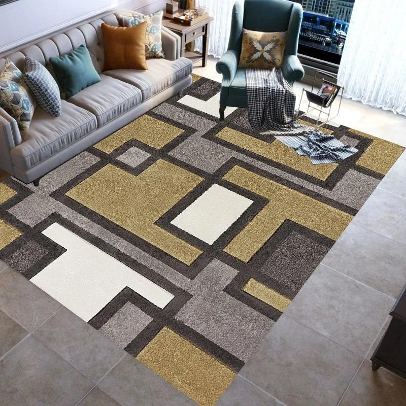 Fashionable Stylish Geometric Lines Washable Modern 3D Printing Carpet Mat Living Room Bedroom Toilets Rugs Area Rug