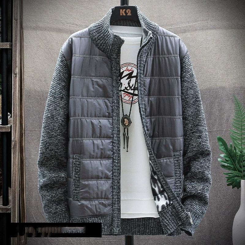 Autumn Winter Korean O-Neck Men's Sweaters with Thick and Velvet Men's Cardigan Knitted Sweatercoats Solid Jacket Men