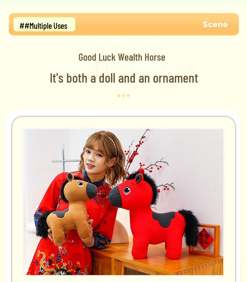 2026 Rok Konia Szczęśliwy Stojący Kucyk Pluszowa Figurka Prezent
