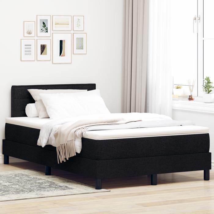 VidaXL Lit à ressorts avec matelas noir 120x200 cm en tissu 3338603