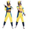 Exquisites blau-gelbes Wolverine-Muskelkostüm für Kinder und Erwachsene, ideal für Halloween-Partys