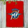 2D Flat, 1 Retro Metal Sign Plaque | A Vintage MV Agusta Logo Tin Painting with Distressed Craftsmanship, Suitable for Garage St
