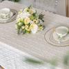 Elegant French Wheat and Floral Lace Tablecloth - RectangularTable Cover with Ruffled Edges, Ideal for Kitchen & Dining Decor, Dining Table Accessory