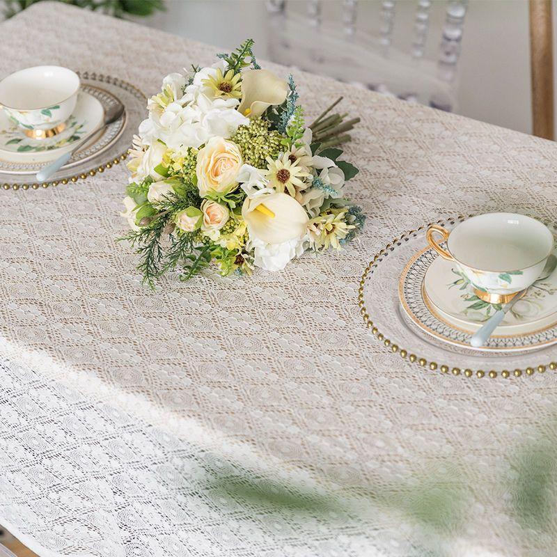 Elegant French Wheat and Floral Lace Tablecloth - RectangularTable Cover with Ruffled Edges, Ideal for Kitchen & Dining Decor, Dining Table Accessory