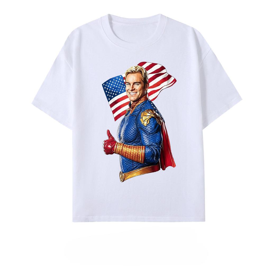 New American TV The Boys Homelander Graphic Cotton Tee Unisex Summer Short Sleeve Fashion Brand Tee Luxury Casual Vintage Tees