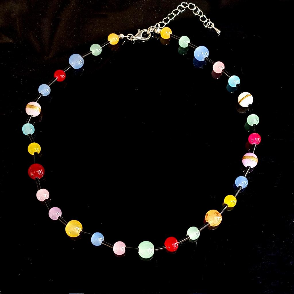 Color Gravel Necklace Women'S Summer Tide Simple And Versatile Niche Temperament Girlish Collarbone Chain Fashion Bracelet