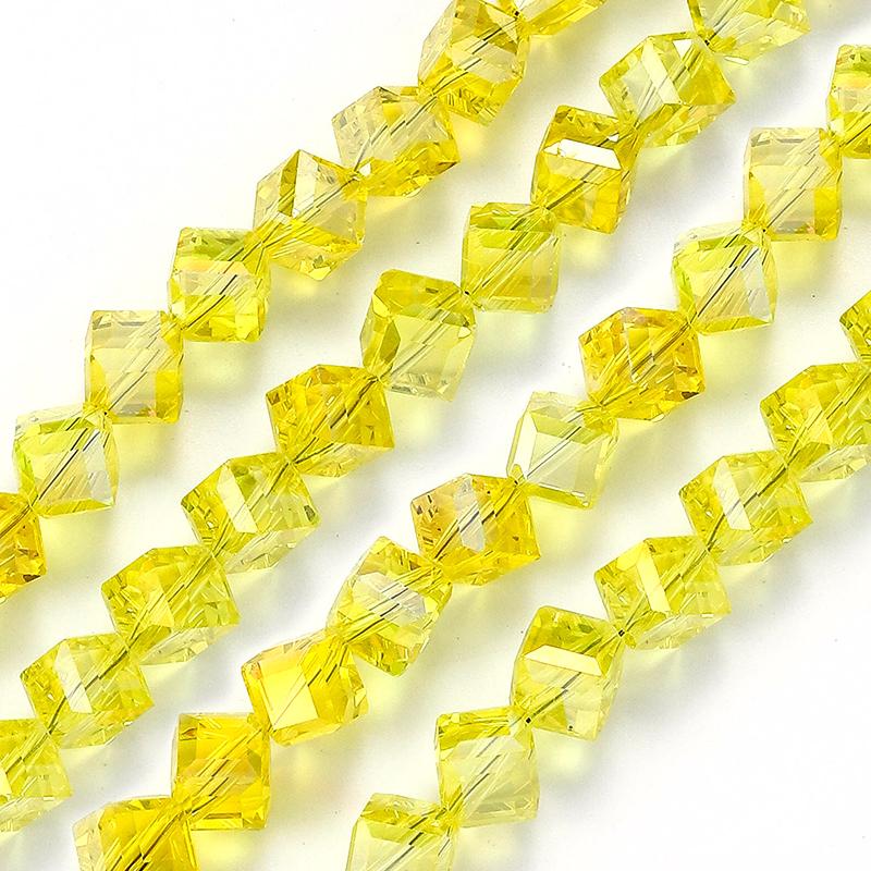 4-8mm Cube Crystal Glass Beads for Jewelry Making Faceted Square Crystal Glass Beads for Bracelet Earring Necklace DIY Craft