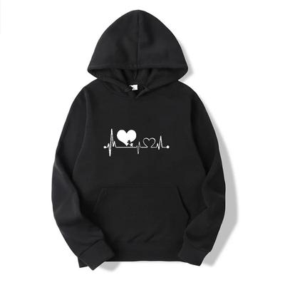 Spring Autumn Men Women Classic Simple Heart Print Hoodie Sweatshirt Casual Long Sleeve Hip Hop Y2K Fleece Pullover Top