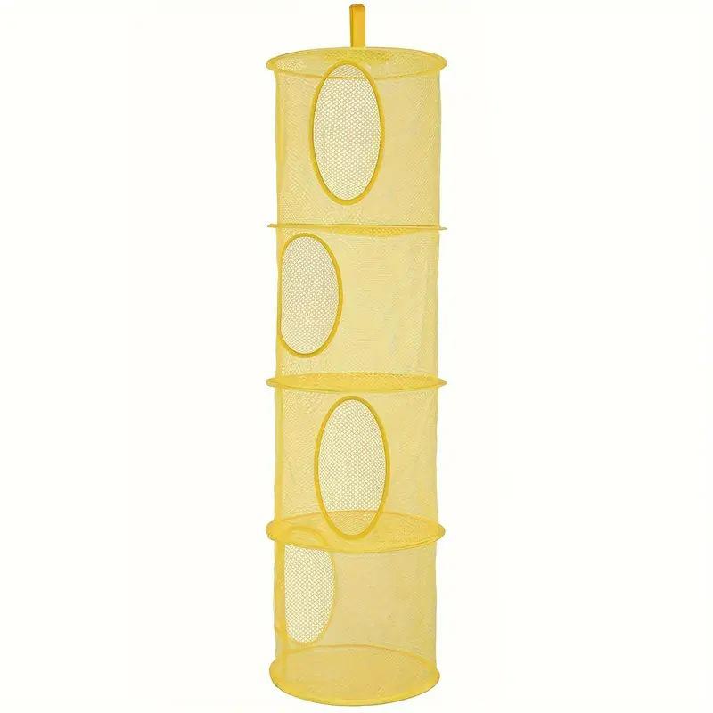 

1Pcs Foldable Plush Animal Storage Net 4 Compartments Hanging Mesh Toy Storage Hammock For Kids Room Toys Gloves Hats Socks жовтий