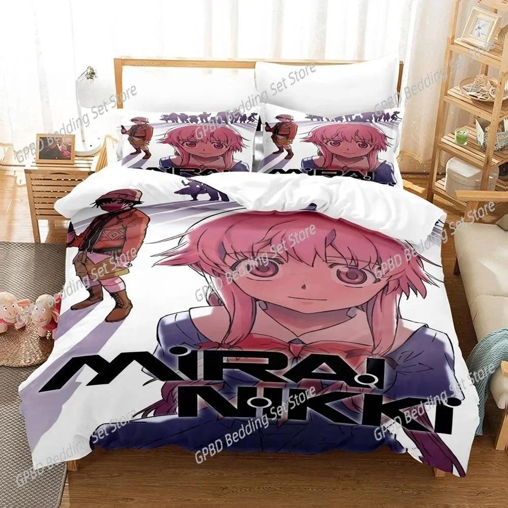 Аниме Дневники Будущего Mirai Nikki 3D НОВЫЙ Пододеяльник Наволочка Комплект Постельного Белья Взрослый Мальчик Девочка Украшение Спальни Односпальный Двуспальный Большой