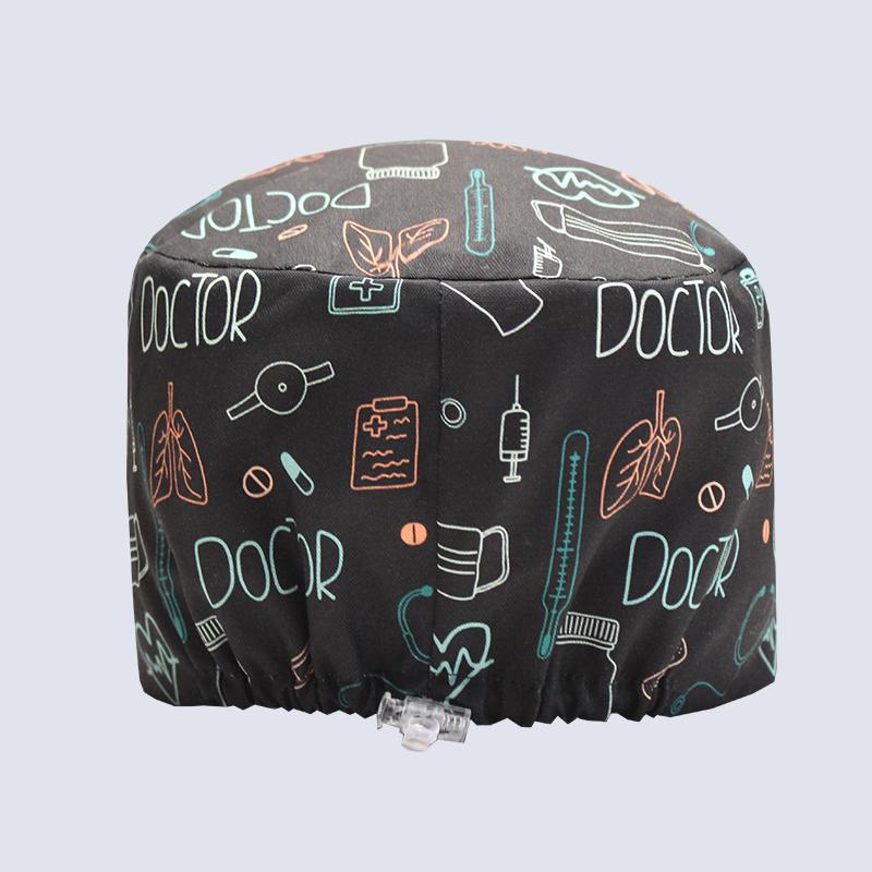 Cartoon Printed Nursing Caps Men Women Medical Hats Adjustable Long Hair Pet Dental Clinic Doctors Scrub Hat