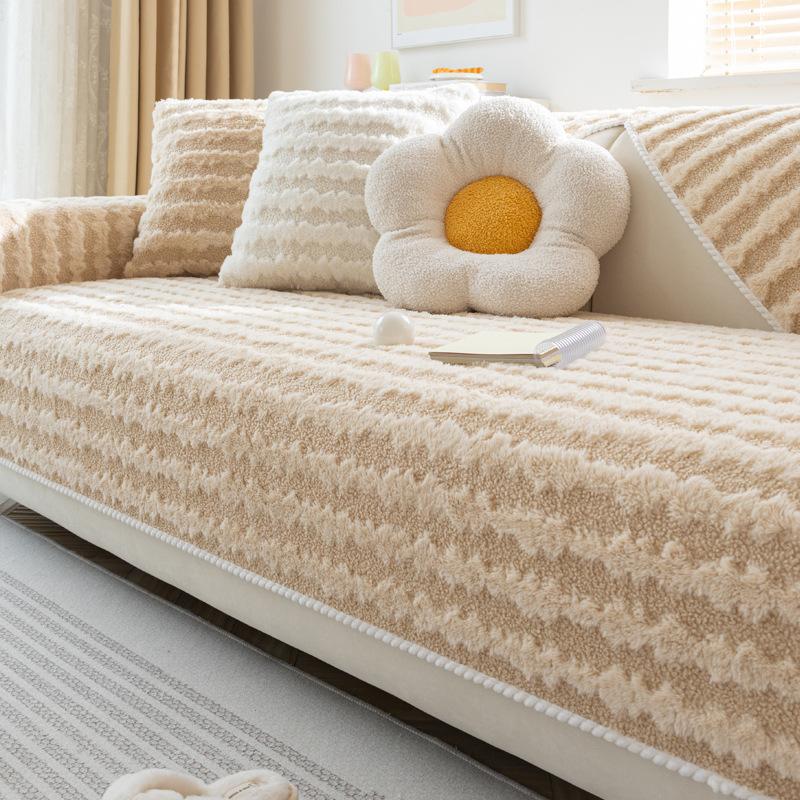 Plush Sofa Cushion Winter Thickened Non-Slip Seat Cushions Simple Modern Leather Sofa Cover Cover Cloth