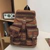 Fashion Ethnic Style Shoulders Backpack Adjustable Strap Large Capacity Kids Schoolbag Casual Plaid Travel Rucksack