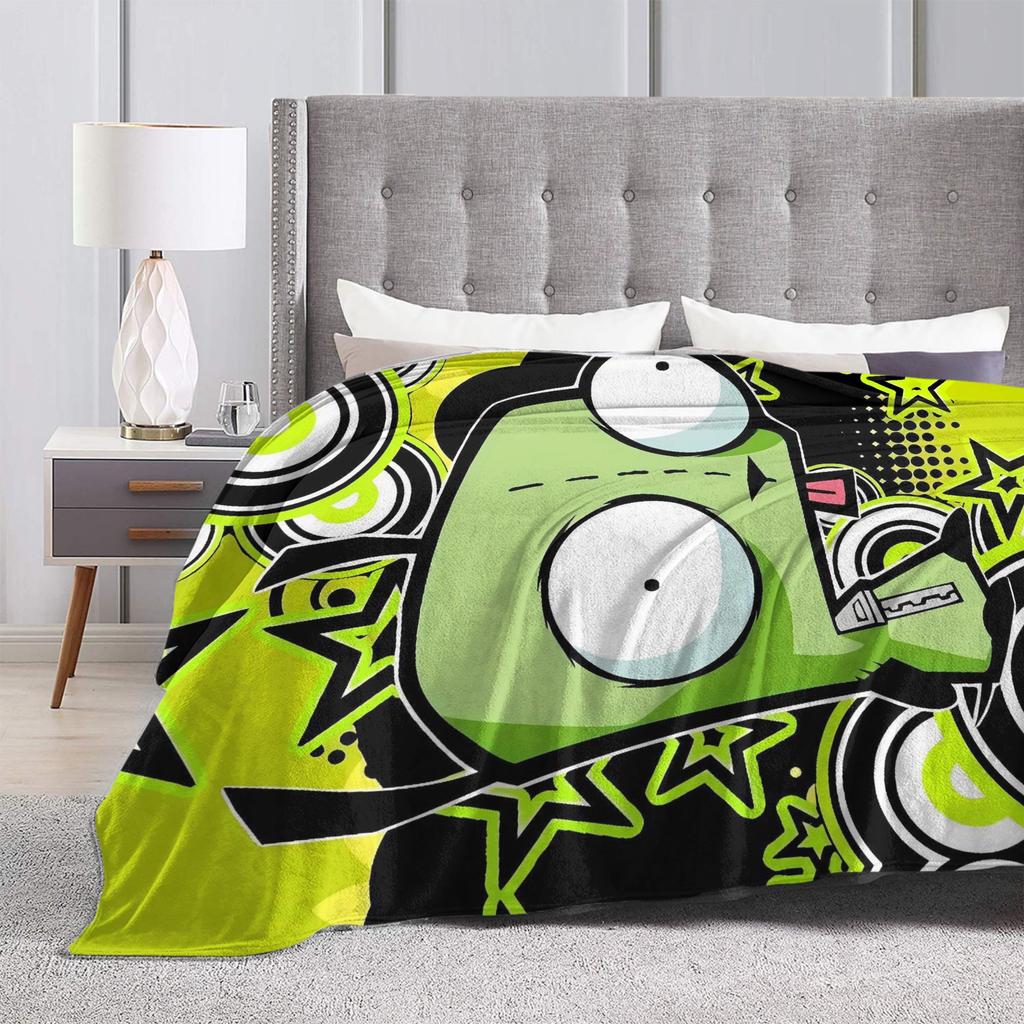 Invaders Zims Alien Cartoon Blanket Quality Warm Soft Throw Blanket Winter Picnic Couch Bed Fluffy Bedspread